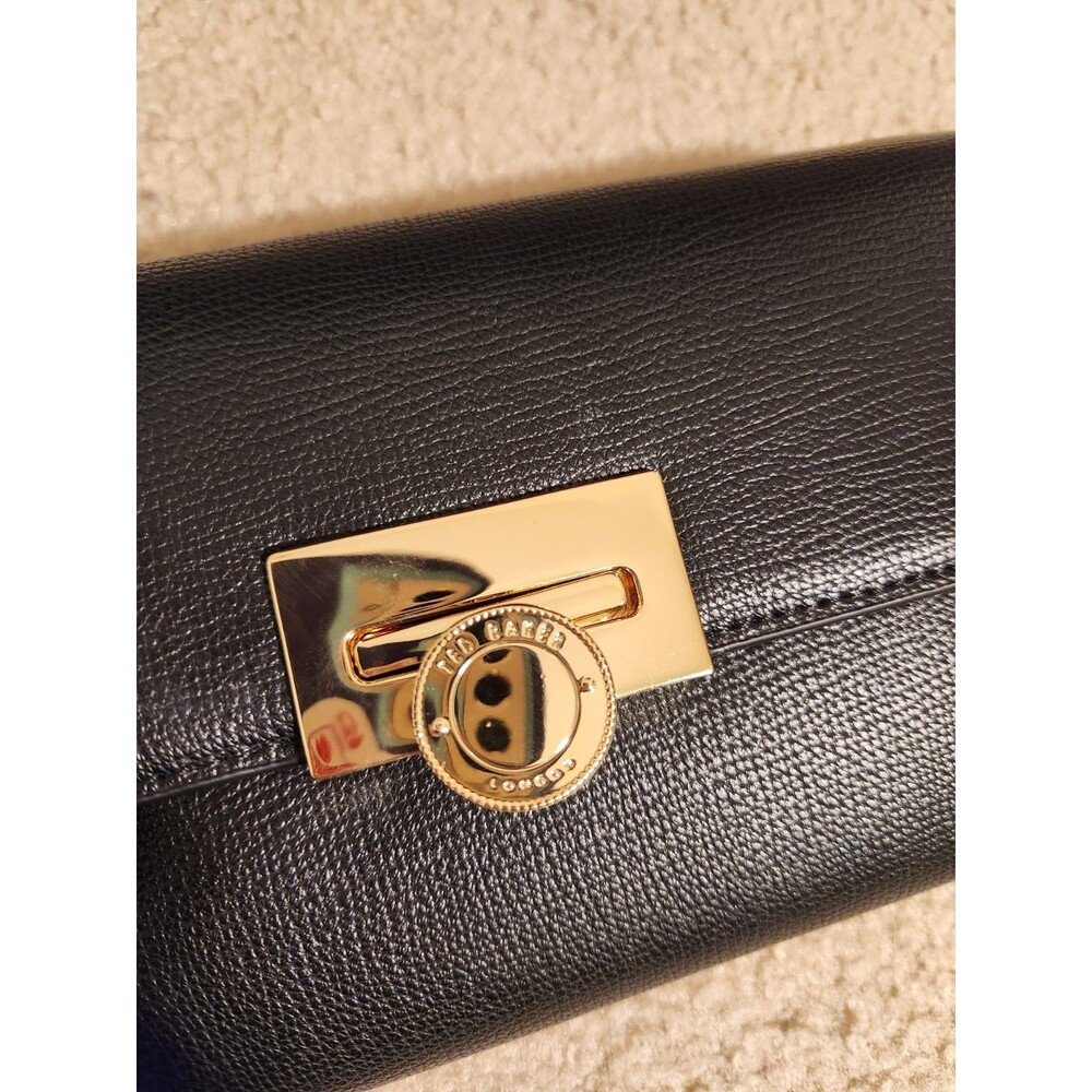 NWT Ted Baker Leather Clutch/Chain Crossbody Bag Black - Picture 4 of 8